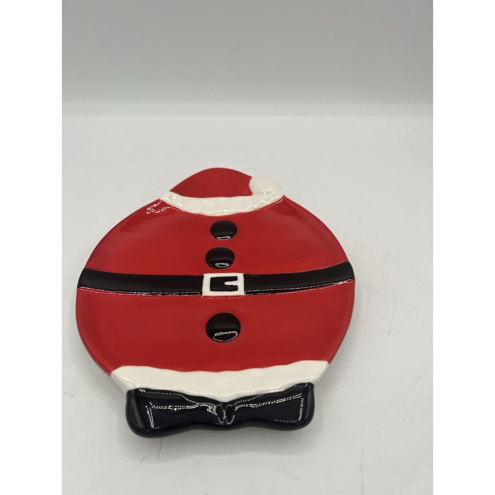 🎅 Mud Pie Santa Trinket/Cookie Tray – Holiday Ceramic Dish – EUC 🎅